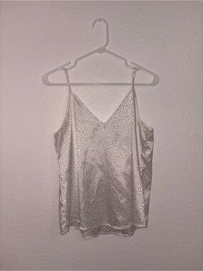 Satin Leopard-Print V-Neck Cami Tank Top + Red And White Floral Cropped Cami